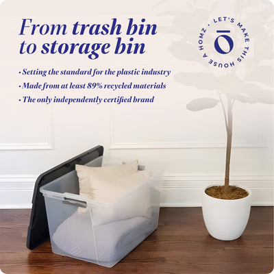 64 Qt Secure Latching Large Clear Plastic Storage Bin w/ Gray Lid (2 Pack)(Used) - VMInnovations