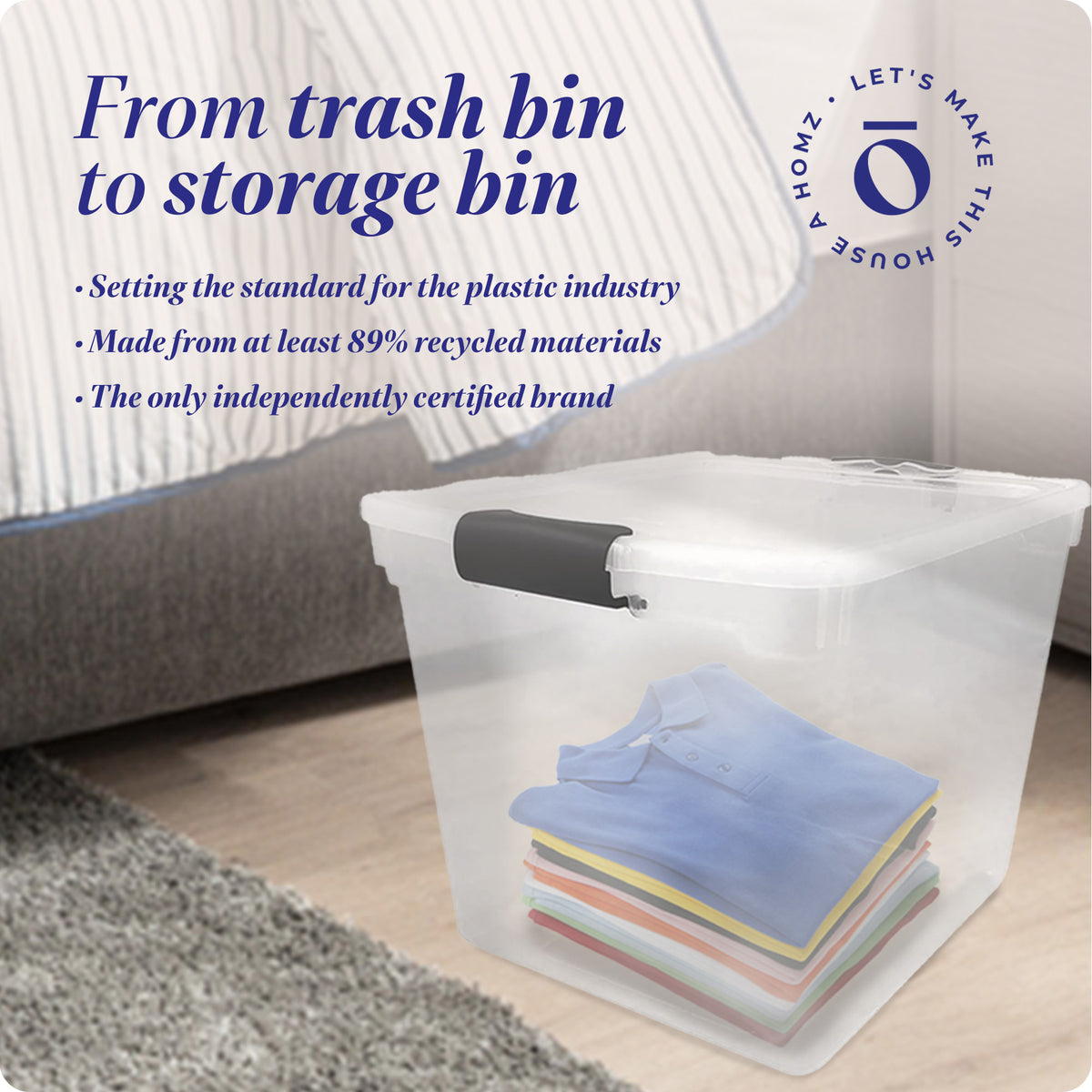 Homz Secure Latch Large 31QT Clear Stackable Storage Container Bin 4PC(Open Box)