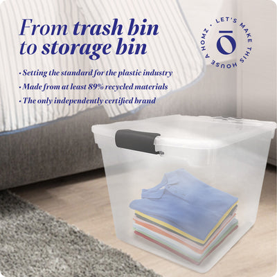 Homz Secure Latch Large 31QT Clear Stackable Storage Container Bin 4PC(Open Box)