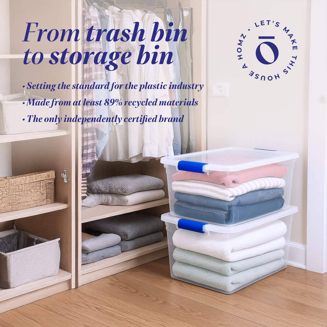Homz 31 Quart Heavy Duty Modular Stackable Storage Containers, Clear, 8 Pack - VMInnovations