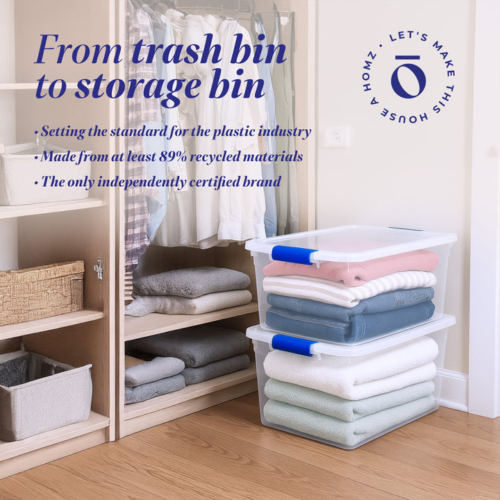 Homz 31 Quart Heavy Duty Modular Stackable Storage Containers, Clear, 8 Pack - VMInnovations