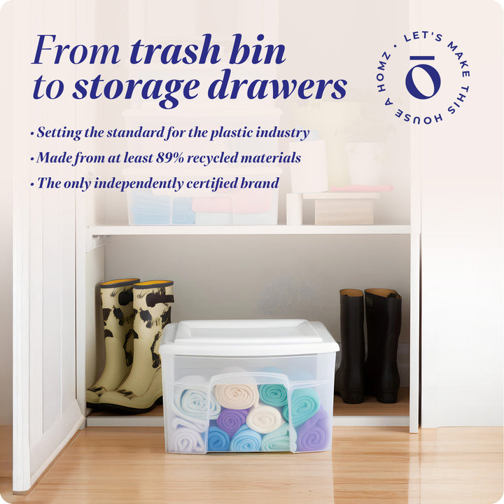 Homz Plastic 1 Drawer Medium Storage Cart, White Frame with Clear Drawer, 2 Pack