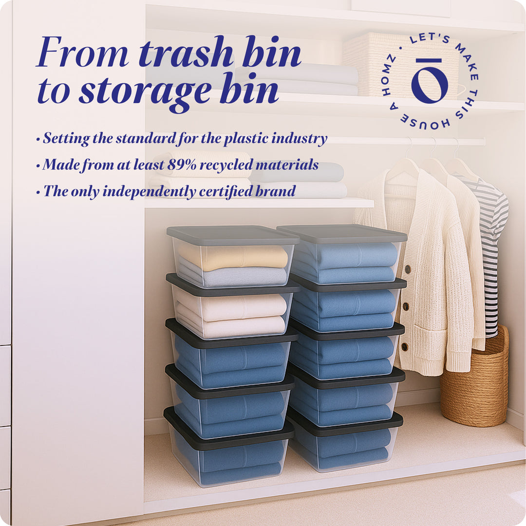 Homz Snaplock 6 Quart Clear Organizer Storage Container Bin with Lid (10 Pack)