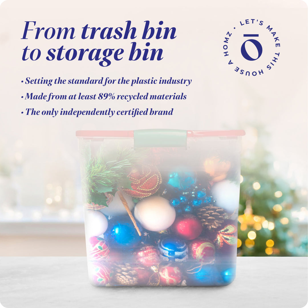 HOMZ 31 Qt Holiday Clear Plastic Storage Container w/ Latching Handles (4 Pack)