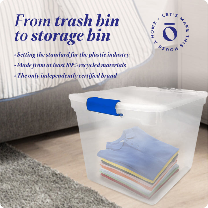 Homz 31 Qt Heavy Duty Clear Stackable Storage Containers, 4 Pack (Open Box)