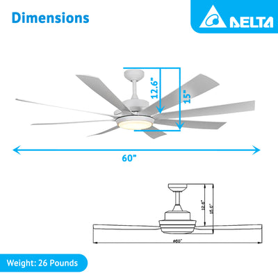 Delta Breez RioVista 72" 8 Blade Ceiling Fan with LED light and Remote(Open Box) - VMInnovations