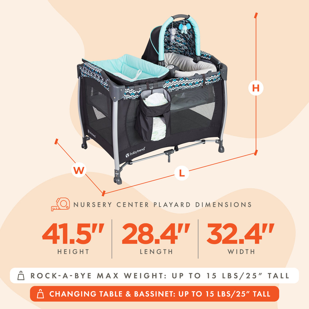 Baby Trend Resort Elite Spacious Portable Infant Play Nursery Center, Laguna