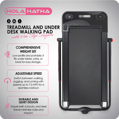 HolaHatha 2 In 1 Treadmill and Under Desk Walking Pad with Non Slip Surface - VMInnovations