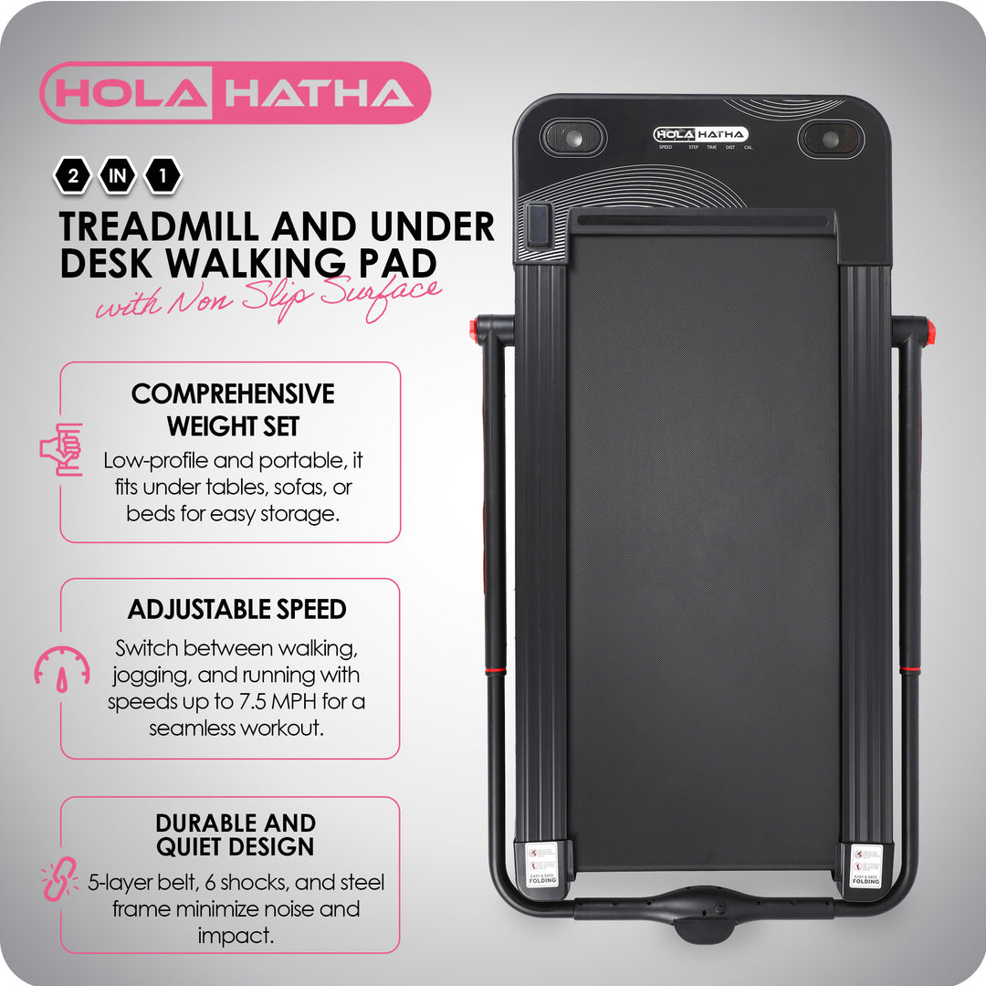 HolaHatha 2 In 1 Treadmill and Under Desk Walking Pad with Non Slip Surface - VMInnovations