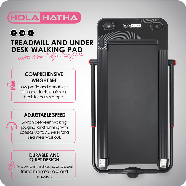 HolaHatha 2 In 1 Treadmill and Under Desk Walking Pad with Non Slip Surface - VMInnovations