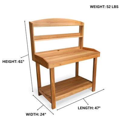 All Things Cedar Deluxe Potting Bench, Outdoor Garden & Plant Workstation Table