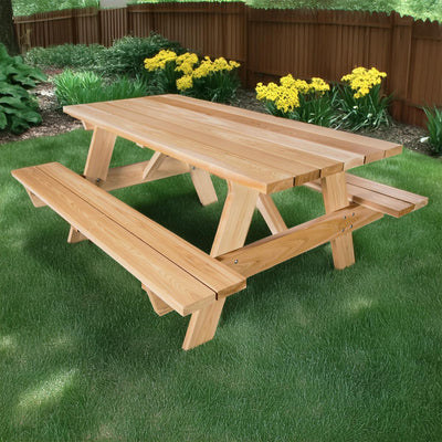 All Things Cedar 6-Ft Outdoor Picnic Table, Handcrafted Wooden Patio Bench Set (Open Box)