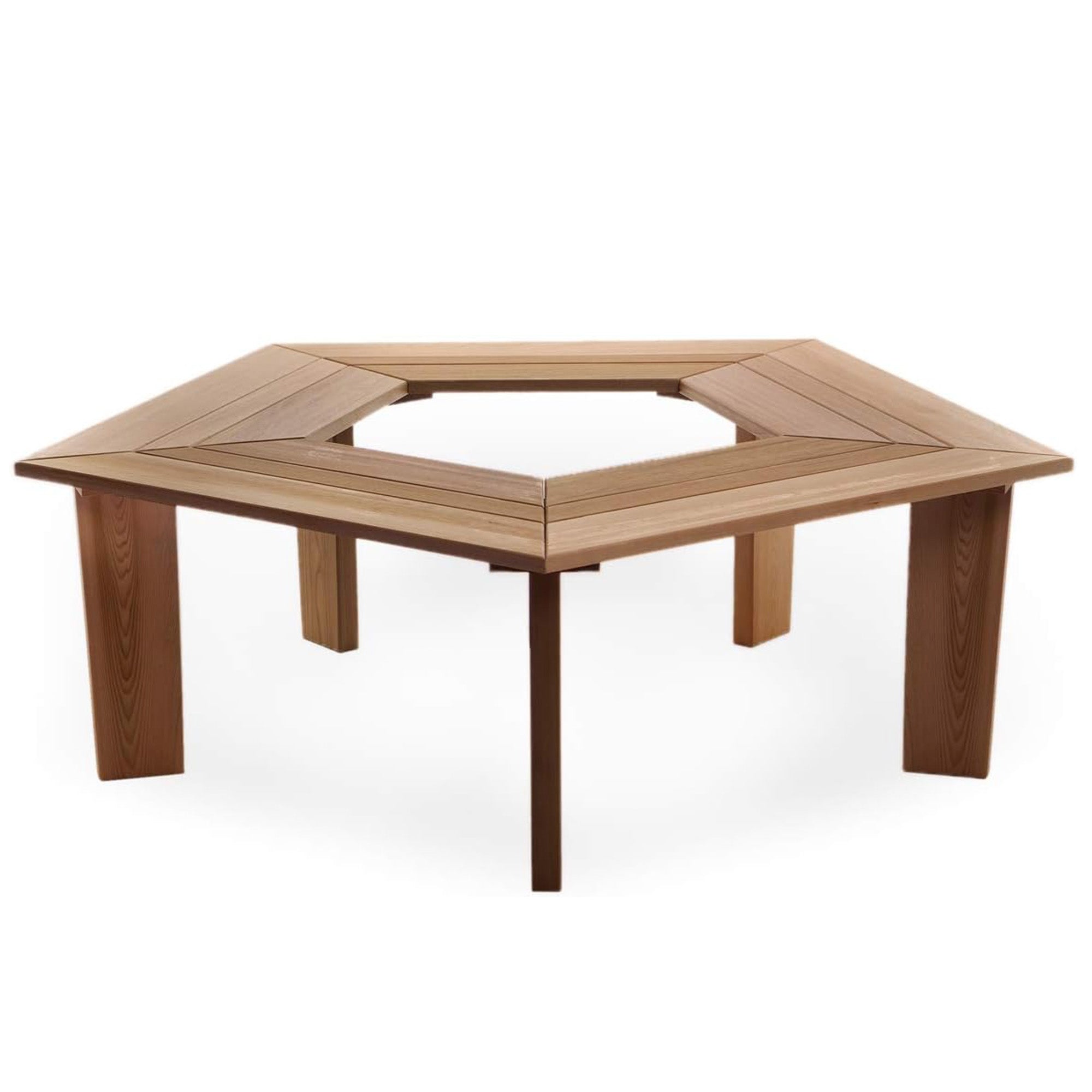 All Things Cedar 52”Wood Tree Bench 5 Side Wrap Around Outdoor Seating(Open Box) - VMInnovations
