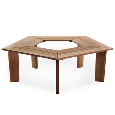 All Things Cedar 52”Wood Tree Bench 5 Side Wrap Around Outdoor Seating(Open Box) - VMInnovations