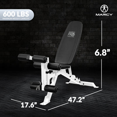 Marcy Powder Coated Steel Home Gym Multipurpose Weight Bench, White (Used) - VMInnovations