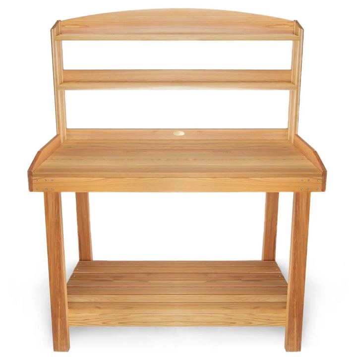 All Things Cedar Deluxe Potting Bench, Outdoor Garden & Plant Workstation Table