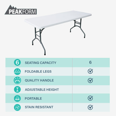 Peakform Compact Folding Banquet Table for Indoor or Outdoor Use, 6ft (Used)