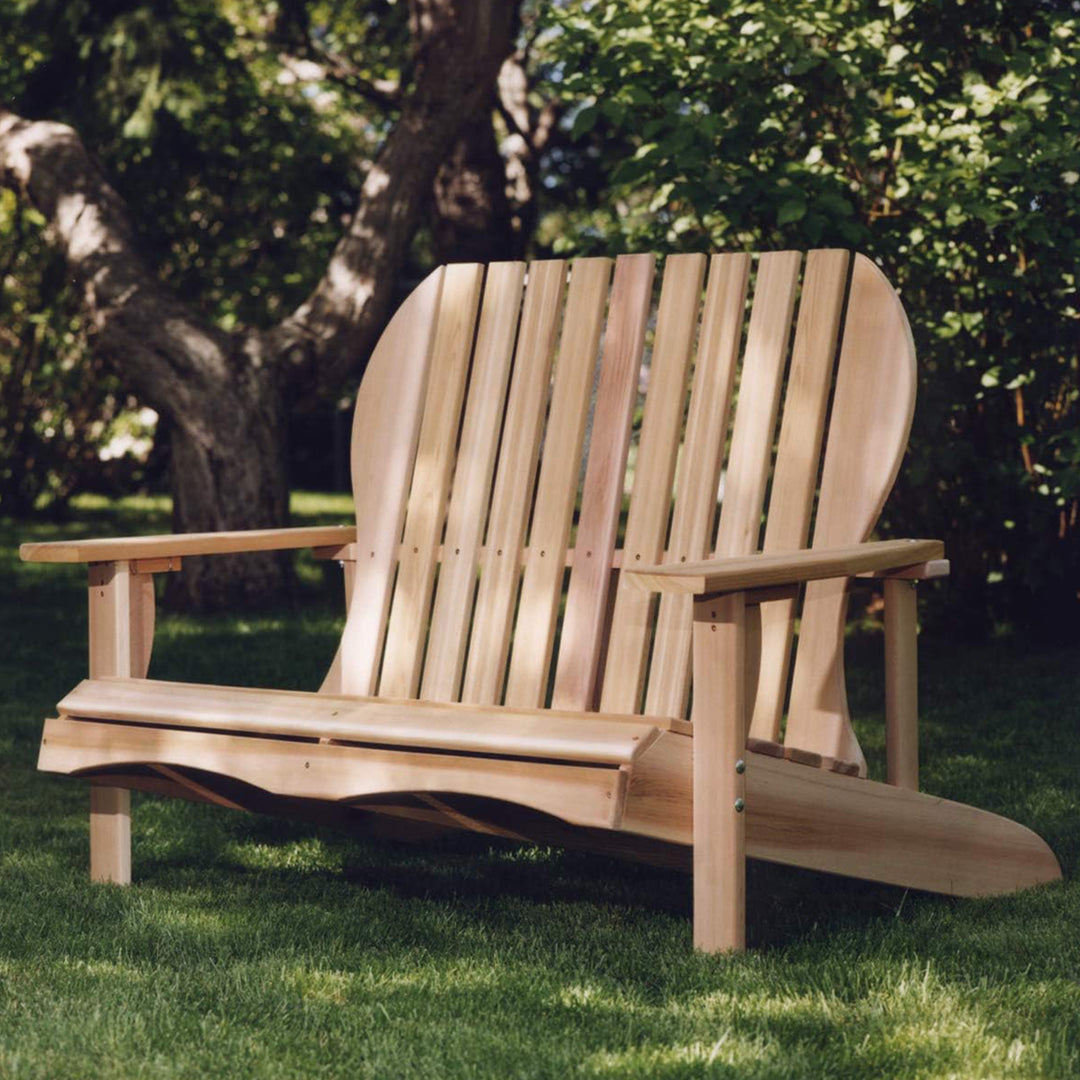 All Things Cedar 54” Wood Adirondack Loveseat Chair Outdoor Patio Seat, Natural