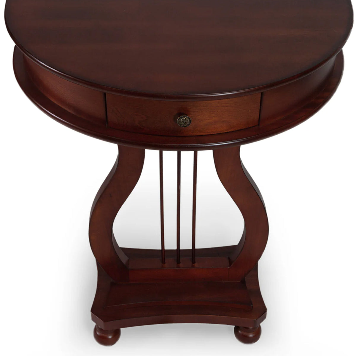 All Things Cedar Wood Half Moon Harp Accent Storage Drawer Console Table, Cherry - VMInnovations