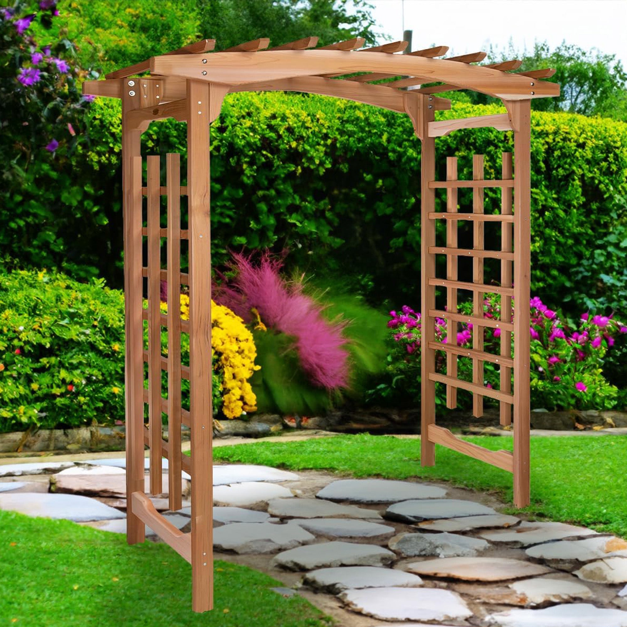 All Things Cedar 6-Foot Pagoda Arbor Garden Arch for Climbing Plants (Open Box)