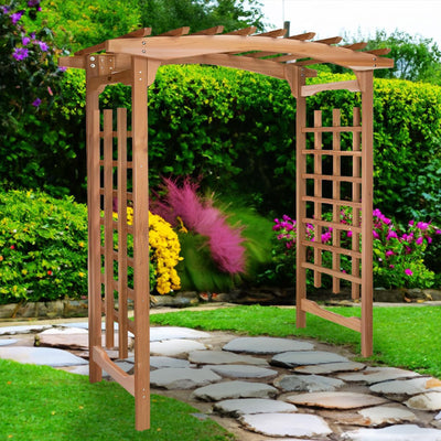 All Things Cedar 6-Foot Pagoda Arbor Garden Arch Trellis for Climbing Plants (Open Box) - VMInnovations