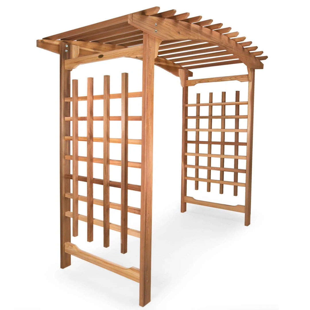 All Things Cedar 8-Foot Pagoda Arbor Garden Arch Trellis for Climbing Plants - VMInnovations