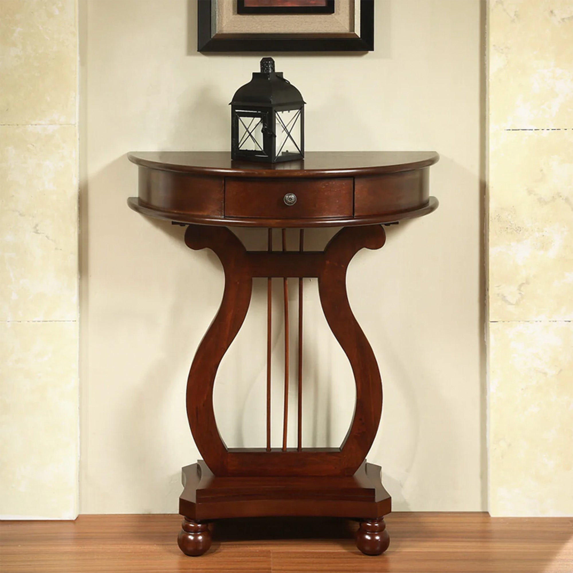 All Things Cedar Wood .5 Moon Harp Accent Storage Drawer Console Table(Open Box) - VMInnovations