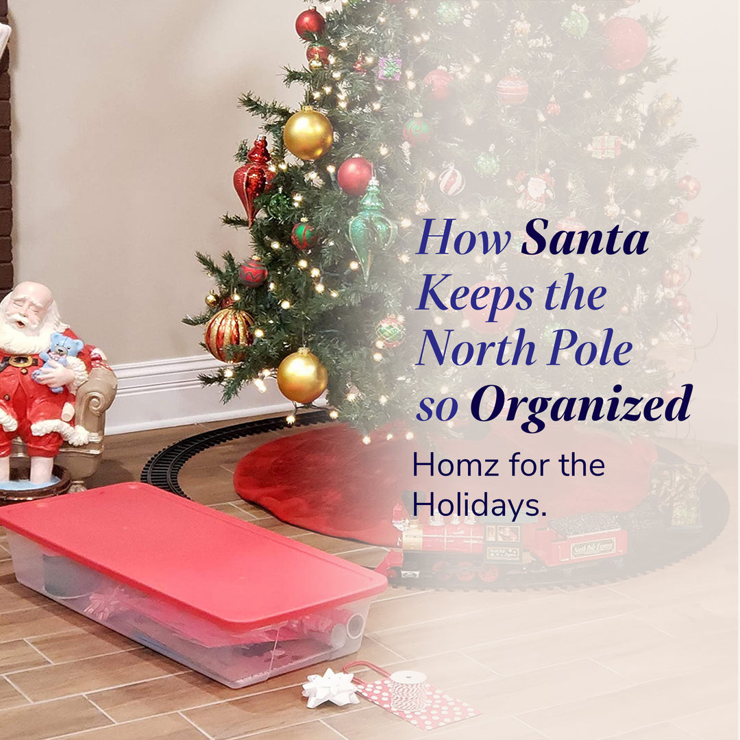 41Qt Plastic Holiday Storage Container with Red Snap Lock Lid, 2 Pk (Open Box)