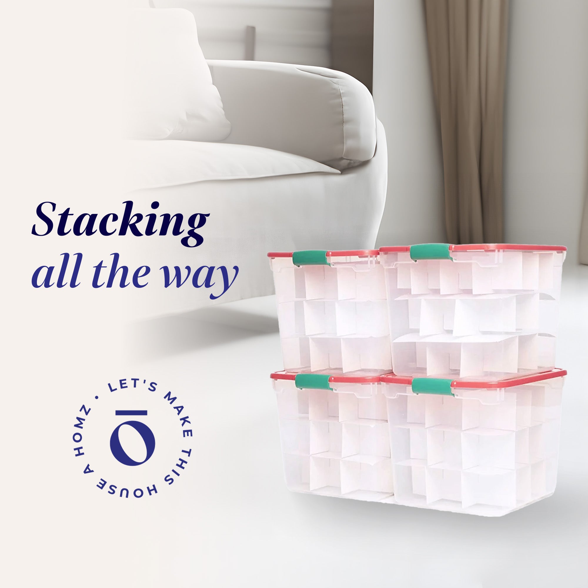 HOMZ 31 Qt Holiday Clear Storage Container w/ Latching Handles(4 Pk)(Used) - VMInnovations