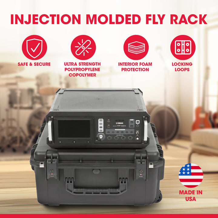 SKB iSeries 3U Fly Rack, Waterproof Polypropylene Hard Case for Storage, 20 Inch