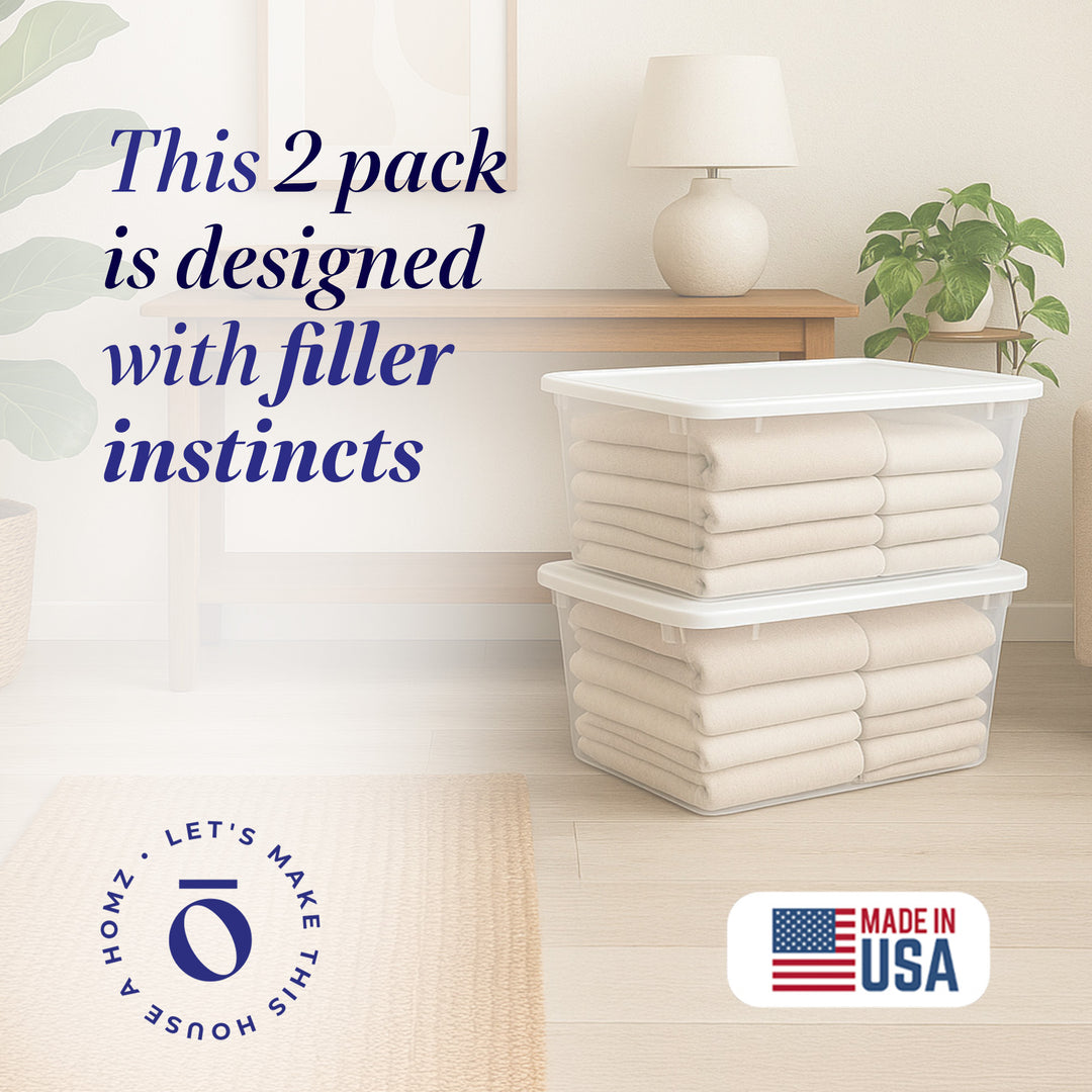 Homz 56 Qt Plastic Storage Container w/Snaplock Lid, Blue (2pk) (Open Box) - VMInnovations