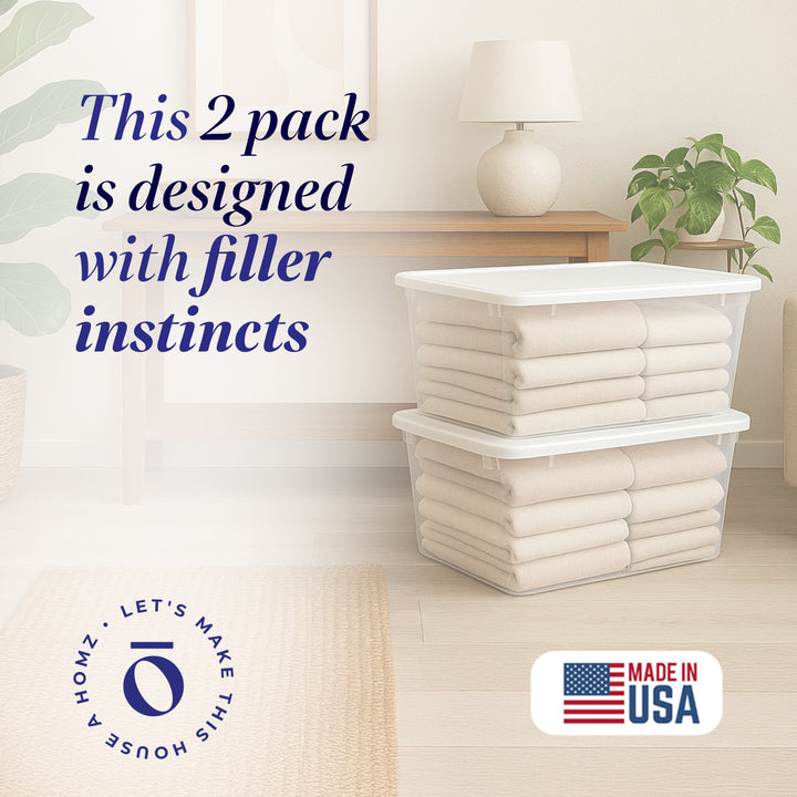 Homz 56 Qt Plastic Storage Container w/Snaplock Lid, Blue (2pk) (Open Box) - VMInnovations