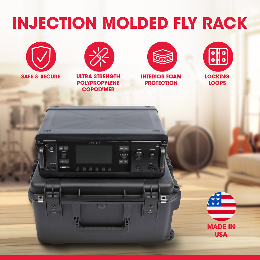 SKB 3U iSeries 13" Injection Molded Fly Rack with Built-In Wheels and Handle