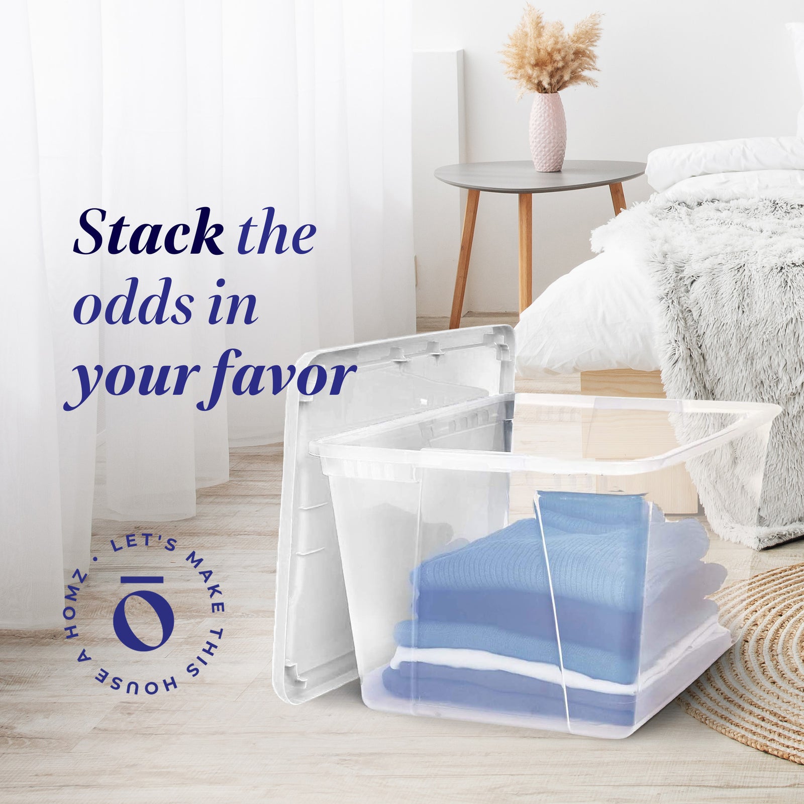 56qt Snaplock Clear Plastic Storage Container Bin w/ Secure Lid, 2 Pack (Used) - VMInnovations