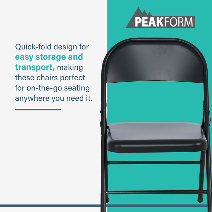 Peakform Steel Folding Chair with Leg Braces and Foot Caps, 6 Pack (Open Box)