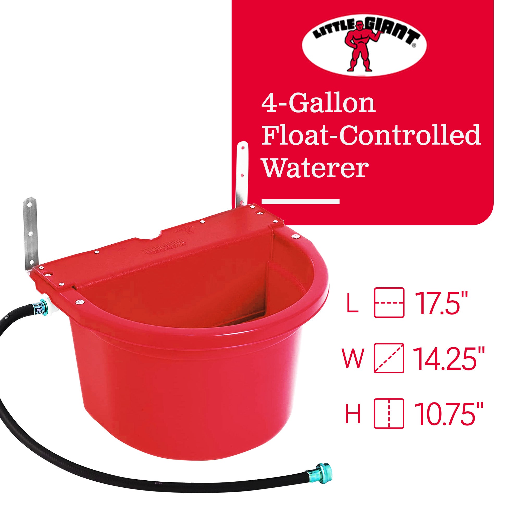 Little Giant 4 Gal Auto Float Controlled Waterer Livestock Trough, Red (4 Pack)