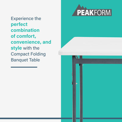 Peakform Compact Folding Banquet Table for Indoor or Outdoor Use, 34 Inch, White