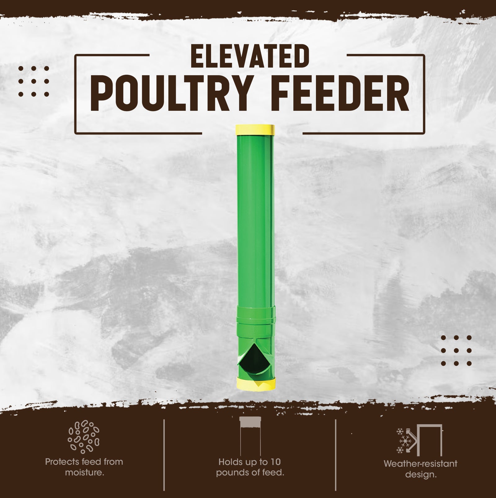 Rugged Ranch High End Hen Elevated 10 Pound Poultry Feeder and Mounting System - VMInnovations