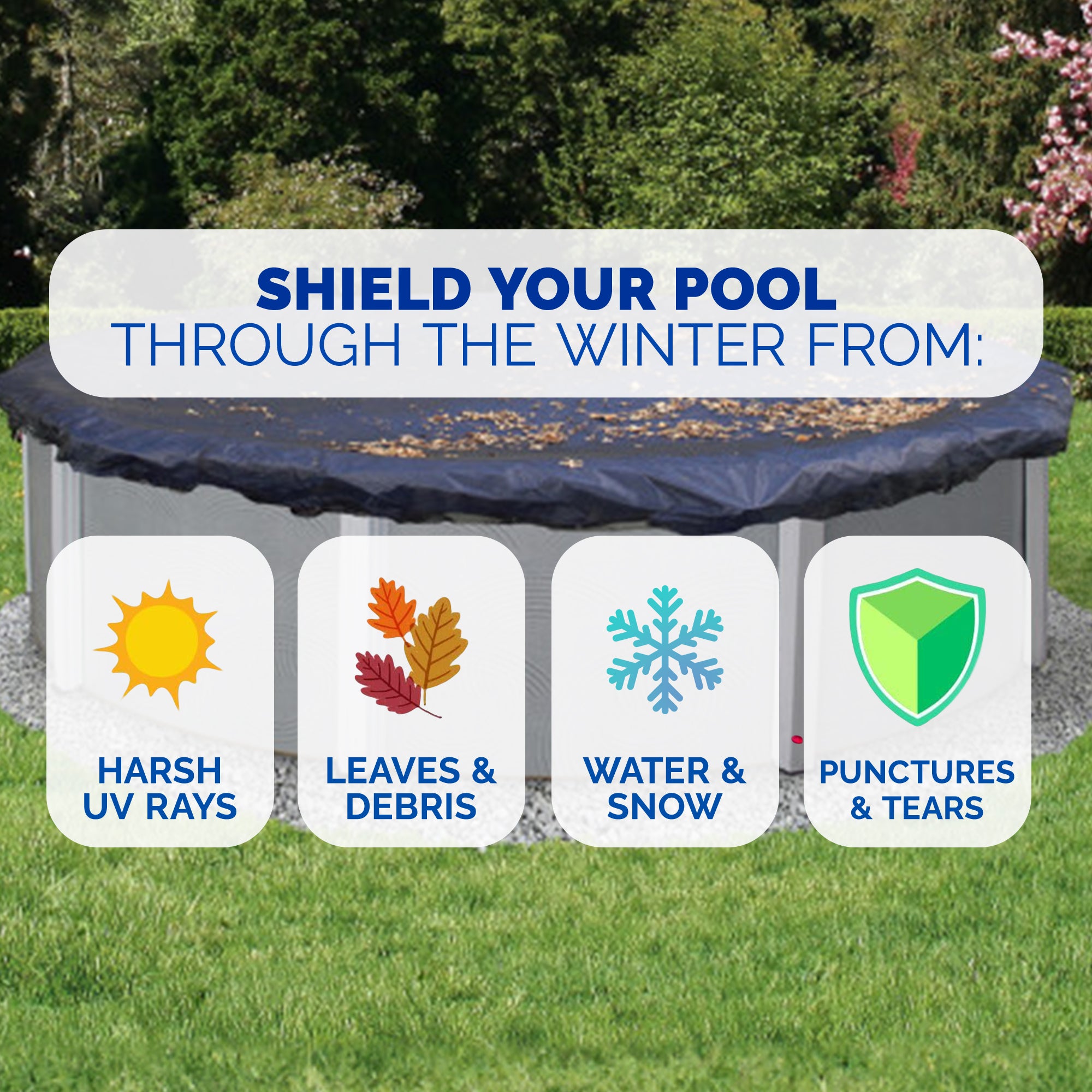 Swimline 18' Round Above Ground Pool Leaf Net + Closing Air Pillow + Pool Cover