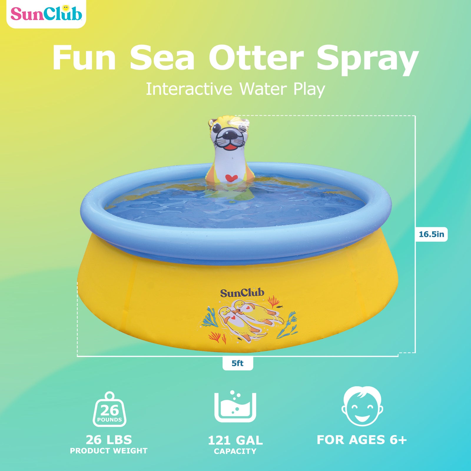 JLeisure 5' x 16.5" Sea Otter Inflatable Outdoor Above Ground Kid Swimming Pool - VMInnovations