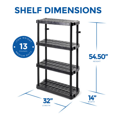 Gracious Living 4 Shelf Adjustable Height Medium Duty Storage, Black (3 Pack)