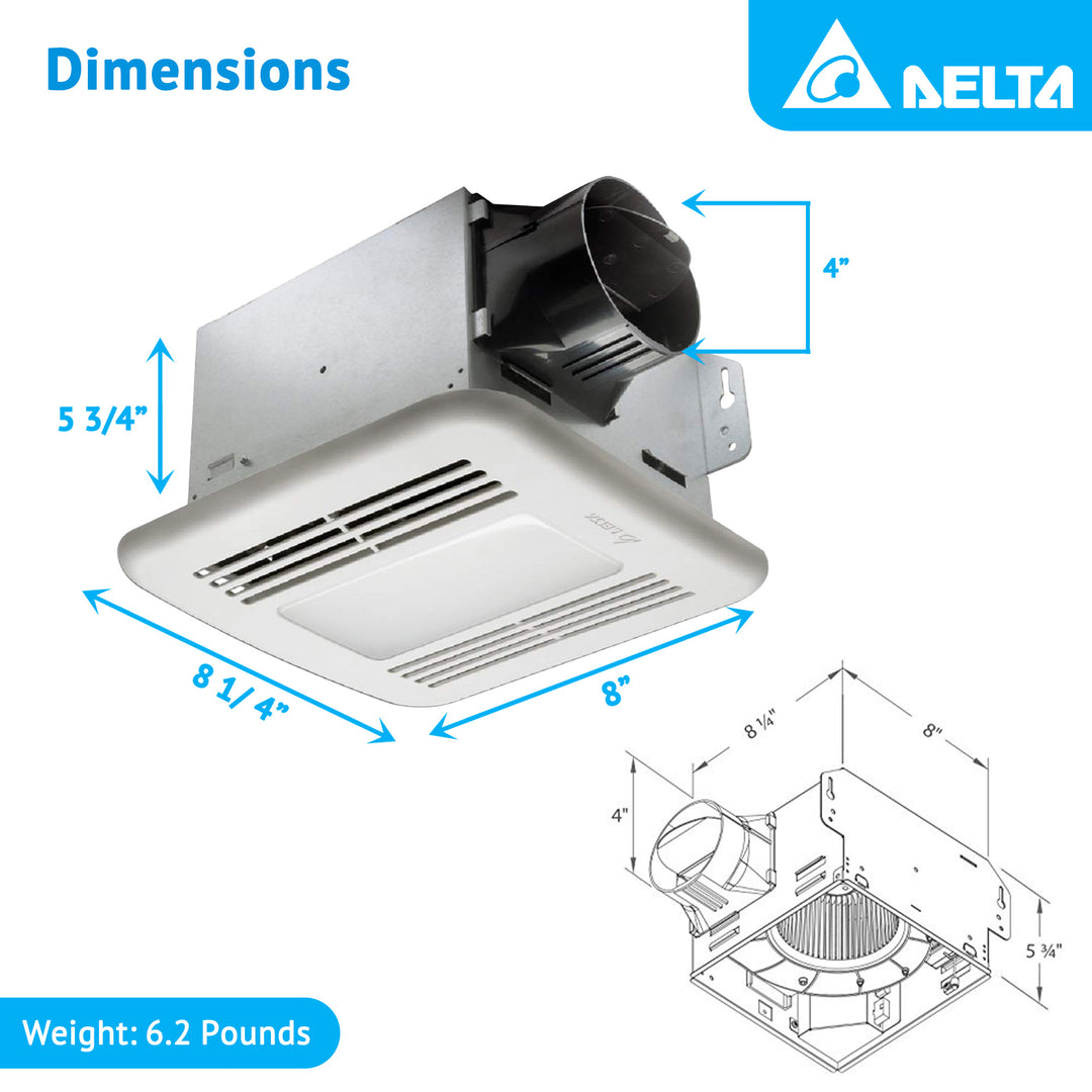 Delta Breez 100 CFM Energy Star Bathroom Fan with LED Light (Open Box) - VMInnovations