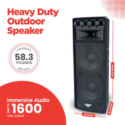 Pyle 1600W Outdoor 7 Way PA Loud-Speaker Cabinet w/ Dual 12" Woofers (For Parts) - VMInnovations
