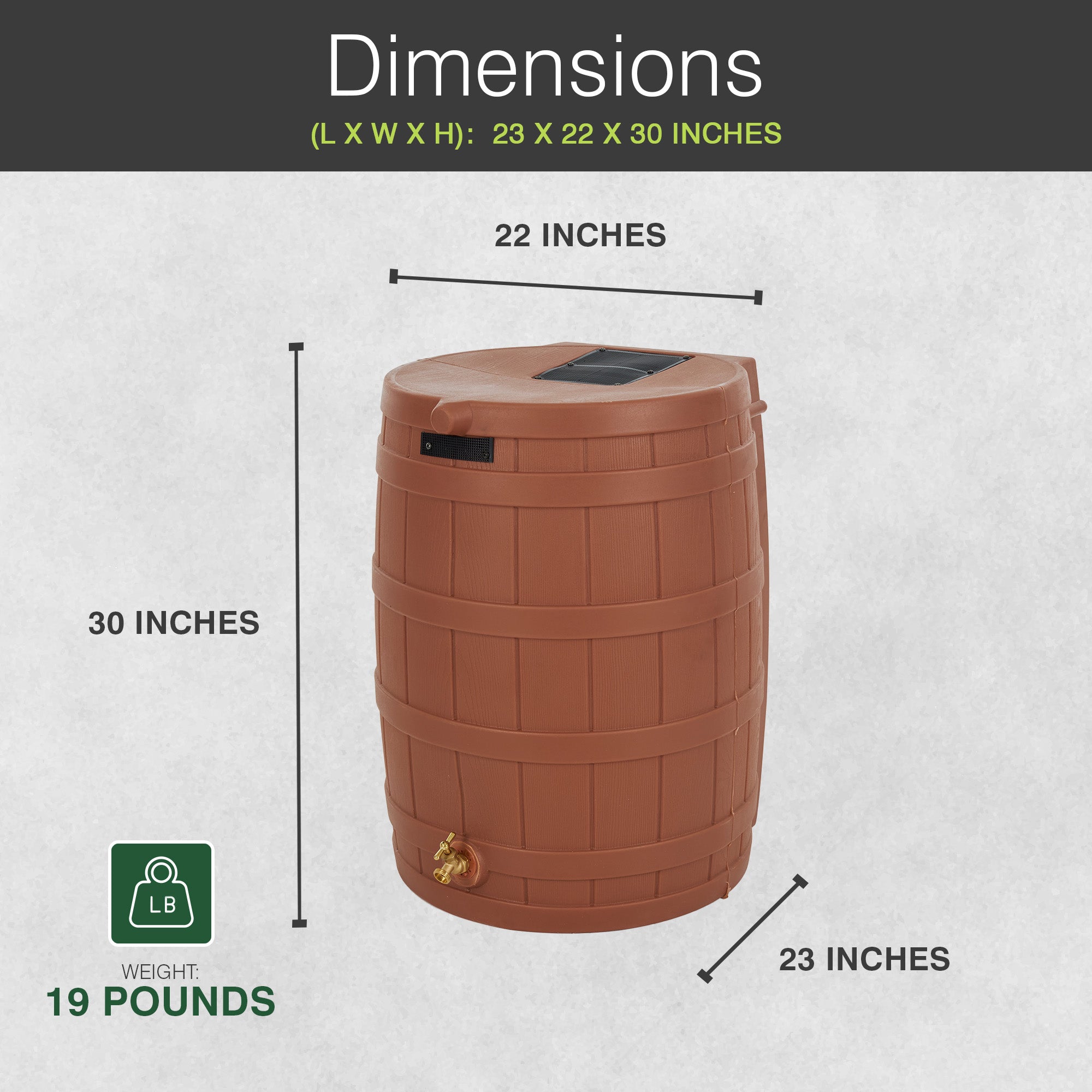 Good Ideas Rain Wizard 50 Gallon Rain Barrel, Terra Cotta & Diverter Flex Kit