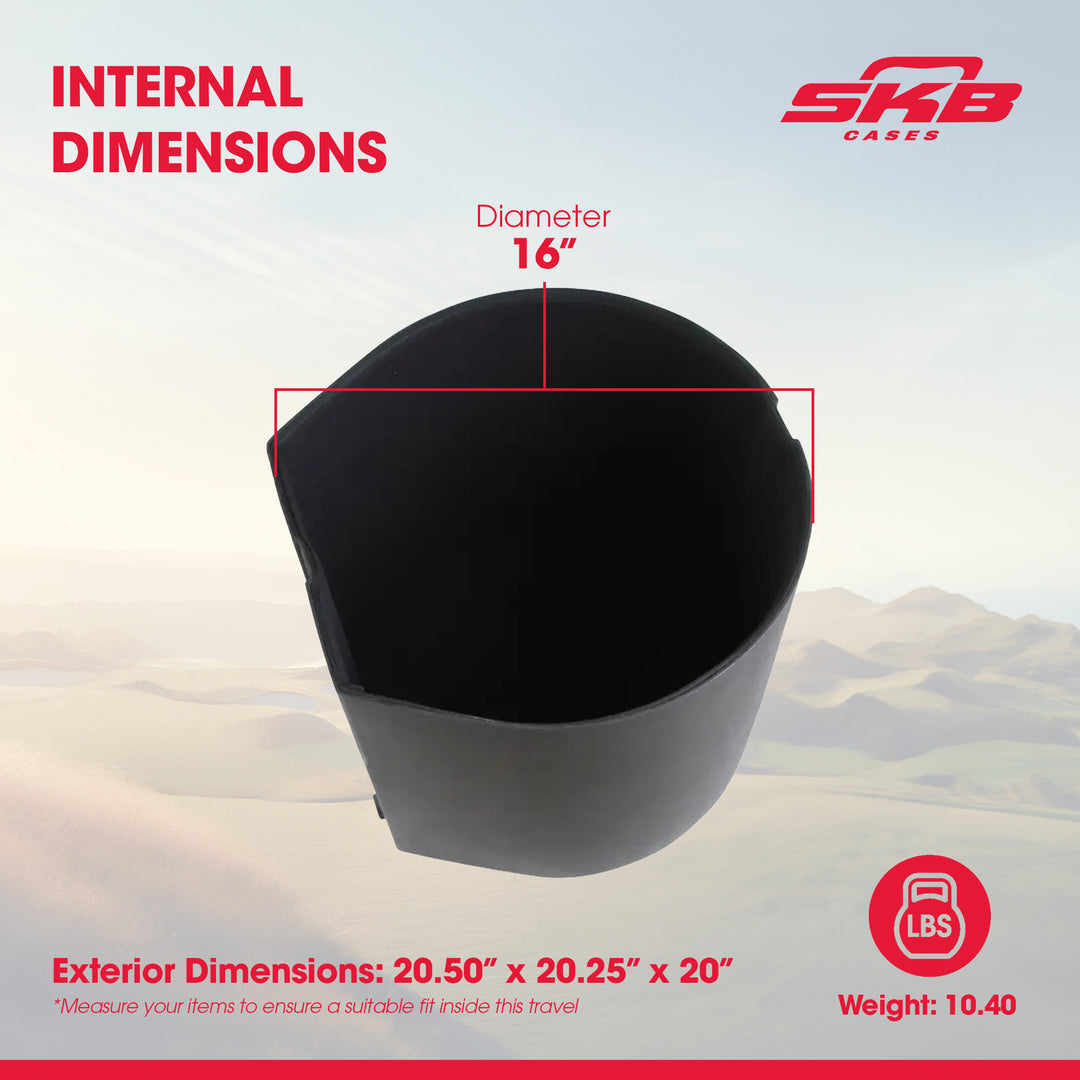 SKB 16" x 16" Floor Tom Case with Padded Interior & D-Shaped Drum Design, Black