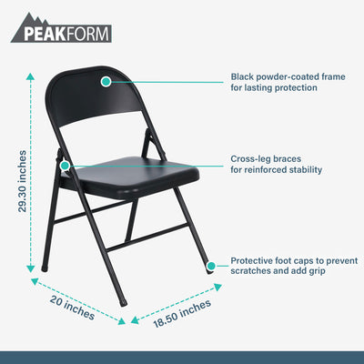 Peakform Steel Folding Chair w/Leg Braces Construction and Foot Caps, 6pk (Used) - VMInnovations