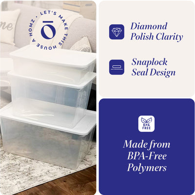 56qt Snaplock Clear Plastic Storage Container Bin w/ Secure Lid, 2 Pack (Used) - VMInnovations