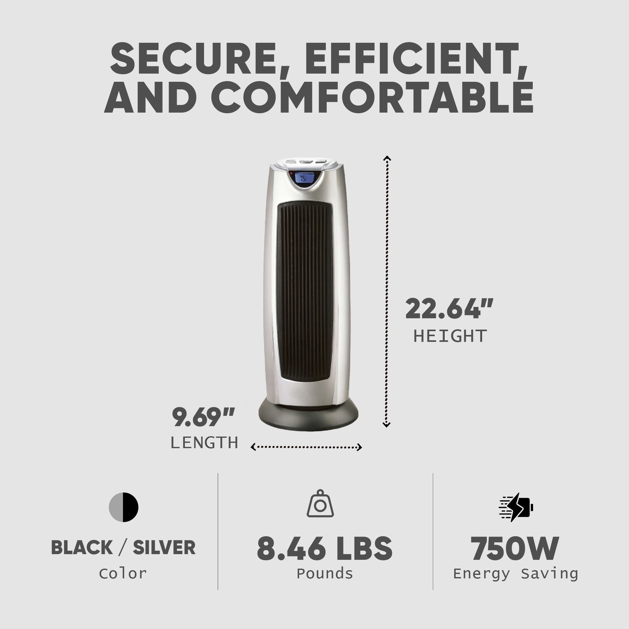 Geneva Ceramic Oscillating Tower Heater 2 Setting Fan w/Remote (Open Box) - VMInnovations