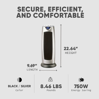 Geneva Ceramic Oscillating Tower Heater 2 Setting Fan w/Remote (Open Box) - VMInnovations
