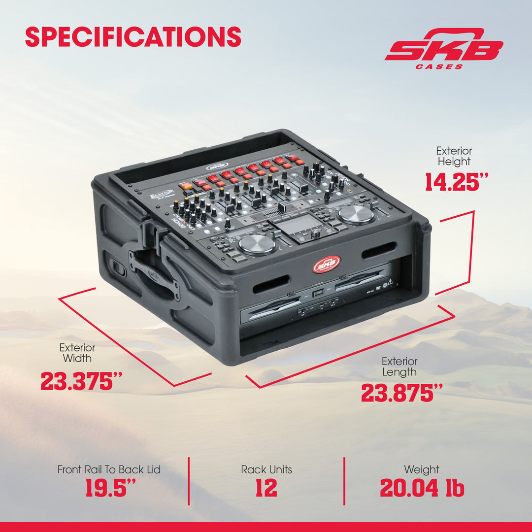 SKB Roto Rack/Mixer Console, 10U Slanted Rackmount on top, 2U Rackmount in Front
